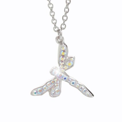J61300407AB Náhrdelník Vážka s křišťálky Swarovski® Crystal AB miniski® Crystal AB