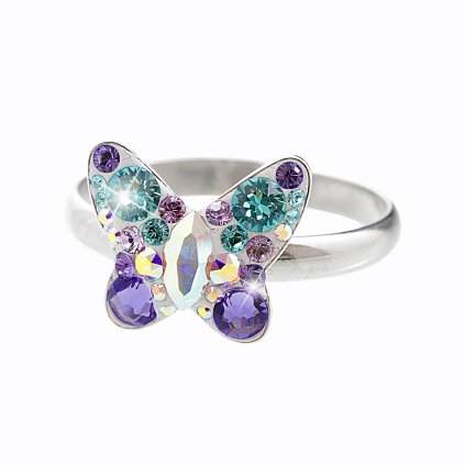 J92700164pur Stříbrný prsten Motýl Swarovski purple velvet