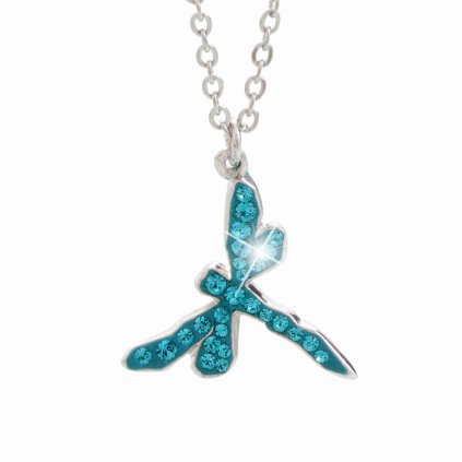 J61300407AQ Náhrdelník Vážka s křišťálky Swarovski® Aquamarine miniki® Aquamarine