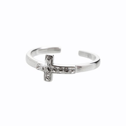 J92700204cr Stříbrný prsten s Křížkem Swarovski