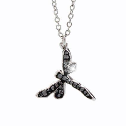 Náhrdelník Vážka s křišťálky Swarovski® Jet Mix mini J61300407JETki® Jet Mix