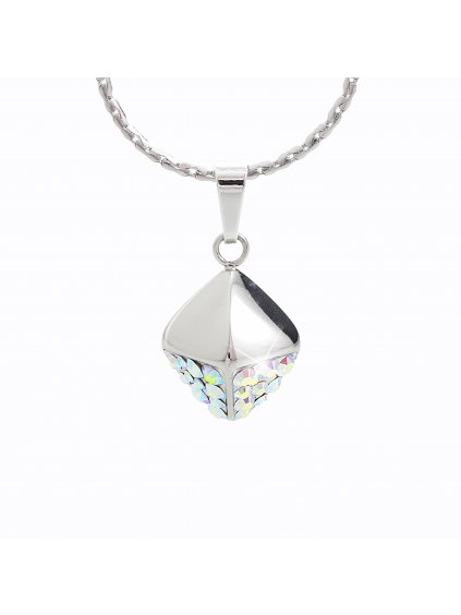 Ocelový náhrdelník Cube Swarovski® Aurore Boreale 61300473ab