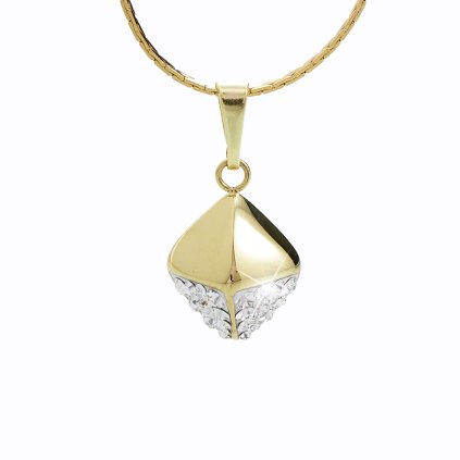 Ocelový náhrdelník Cube Swarovski® Gold Crystal 61300473g