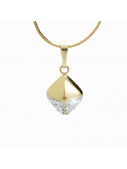 Ocelový náhrdelník Cube Swarovski® Gold Crystal 61300473g