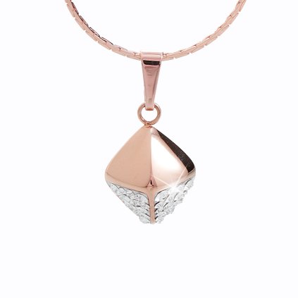 Ocelový náhrdelník Cube Swarovski® Rose gold Crystal 61300473rg