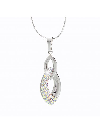 Ocelový náhrdelník Špičatý dvojitý ovál Swarovski® Aurore Boreale 61300483ab