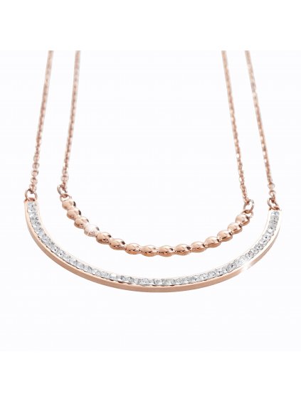 Ocelový náhrdelník River Swarovski® Crystal Rose Gold 61300546rg