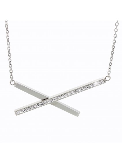 Náhrdelník Crossed Lines Swarovski® Crystal Rhodium 61300559rh