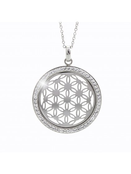 Ocelový náhrdelník Květ života Swarovski® Crystal 61300561rh