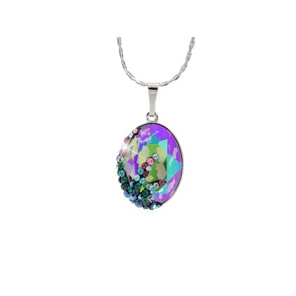 Náhrdelník Ovál s hvězdicí s kameny Swarovski® Palace green 18 mm 61301438par