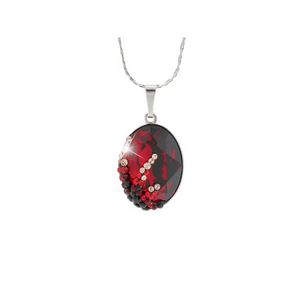 Náhrdelník Ovál s hvězdicí s kameny Swarovski® Siam 18 mm 61301438si