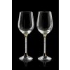 Křišťálové sklenice víno 2ks noha s krystalky SW01 (Barevné provedení Stříbro)