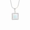 Stříbrný řetízek s opálem a křišťálky Swarovski kostička white J92300027WHSwarovski® components Opal Square I.