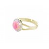 J92700025rog Stříbrný prsten s opálem a křišťálky Swarovski® components Opal Round rosa golden s kulatym opalem a krystaly swarovski rose velky stribro 925 1000