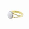 J92700025CRG Stříbrný prsten s opálem a křišťálky Swarovski® Opal Round White gold