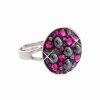 J92700074FUCH Stříbrný prstýnek Swarovski components Round fuchsia