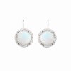 Stříbrné náušnice s opálem a křišťálky Swarovski® Opal Round white