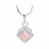 J92300313ro Stříbrný náhrdelník s Opálem a křišťálky Swarovski Růžový