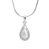 J92300291wh Stříbrný náhrdelník Kapka s perličkou swarovski crystal Stříbrný náhrdelník kapka s perličkou