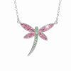 J92300159ro Stříbrný náhrdelník Vážka Swarovski rosa