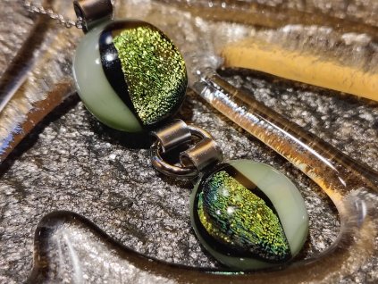 pendant double green gold sand