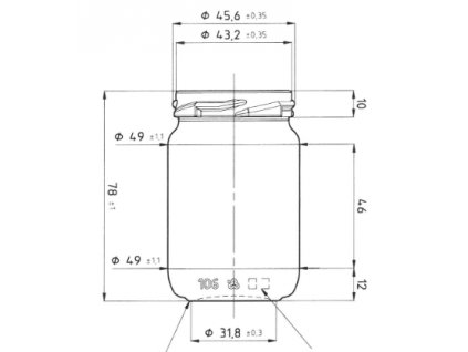 Universal glas 106 ml výkres