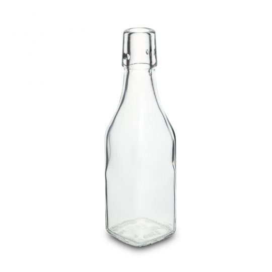 Levně Skleněná lahev 250 ml hranatá s pákovým uzávěrem