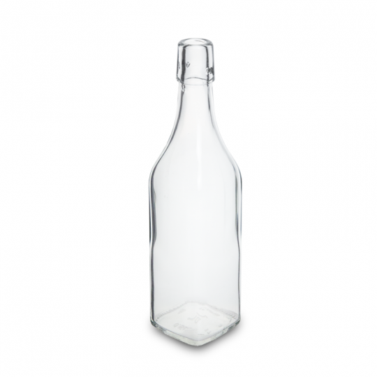 Levně Skleněná lahev 500 ml hranatá s pákovým uzávěrem