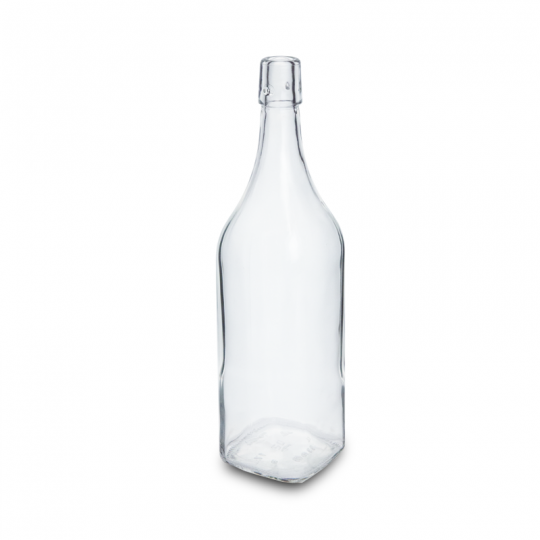 Levně Skleněná lahev 1000 ml hranatá s pákovým uzávěrem