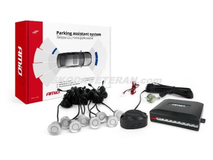 Alarm cúvací 8-senzorov strieborných AMIO