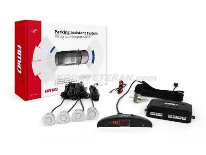Alarm cúvací 4-senzory strieborné LED AMIO
