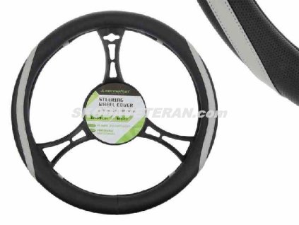 Poťah volantu 37-39 M kožený čierno šedý CARMOT.