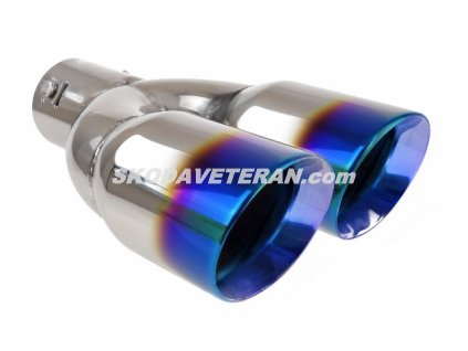 Koncovka výfuku 2-vývod Q32-52  modrá-opálena