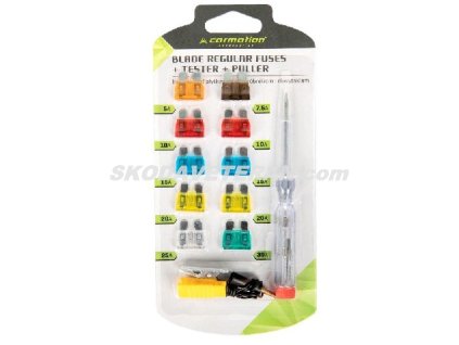 Poistky elektrické sada ploché  10-ks FUSES+ tester CARMOT.