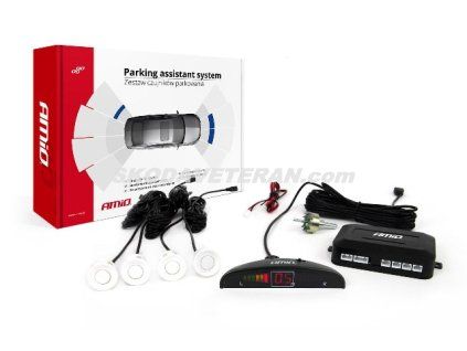 Alarm cúvací 4-senzory biele LED AMIO