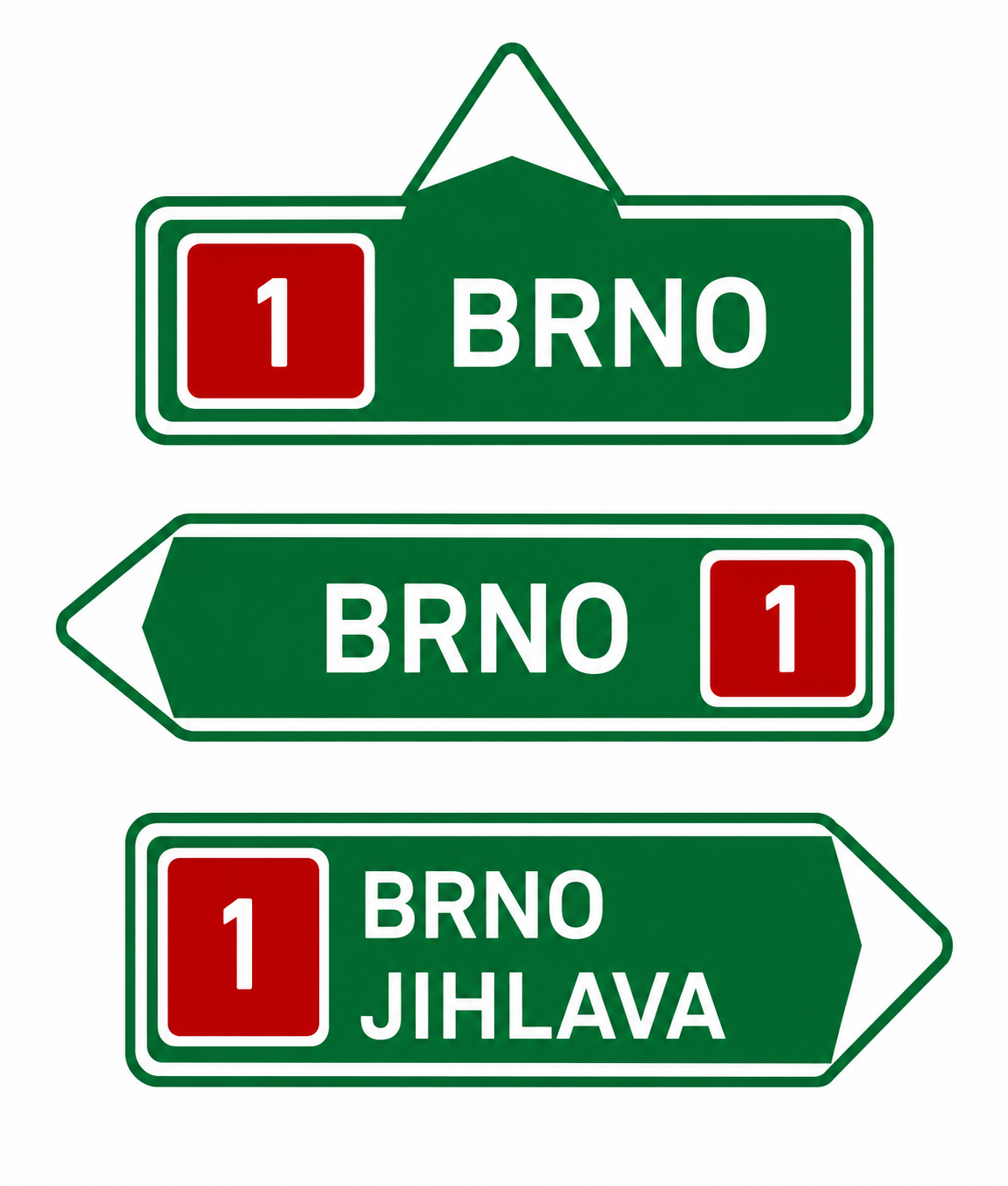 IS 1d, IS 1e, IS 1f Напрямкова табличка перед в’їздом на автомагістраль (прямо, ліворуч або праворуч)