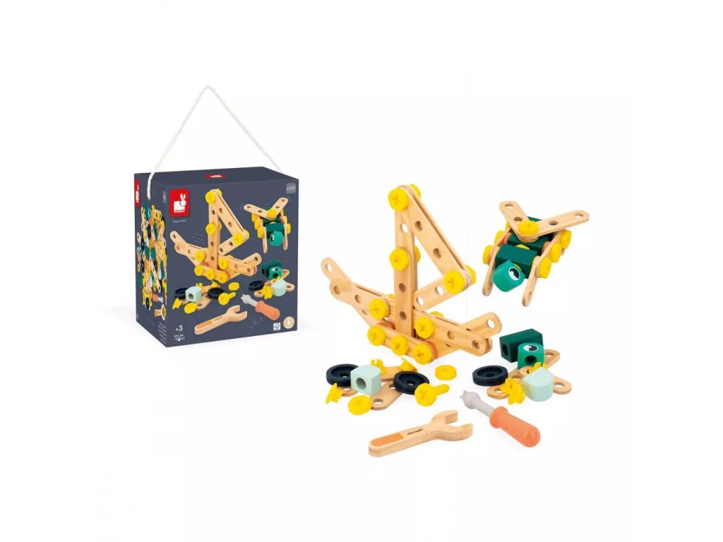 J06454 Janod BricoKids Drevena stavebnica s predlohami a naradim 07