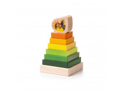 14961 6 cubika 15276 barevna pyramida se slepickou drevena skladacka 8 dilu