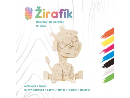 Žirafa - Dřevěná 3D omalovánka