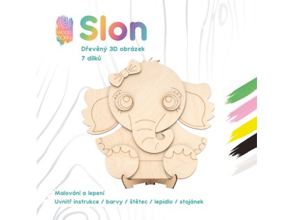 20199 slon drevena 3d omalovanka