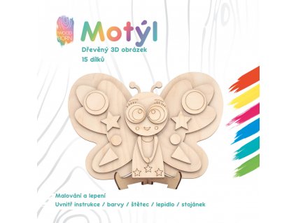 Motýl - Dřevěná 3D omalovánka