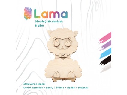 20238 lama drevena 3d omalovanka
