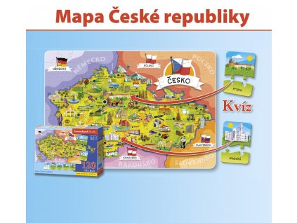 Puzzle MAPA ČESKÉ REPUBLIKY 120 dílků + 14 kvízů