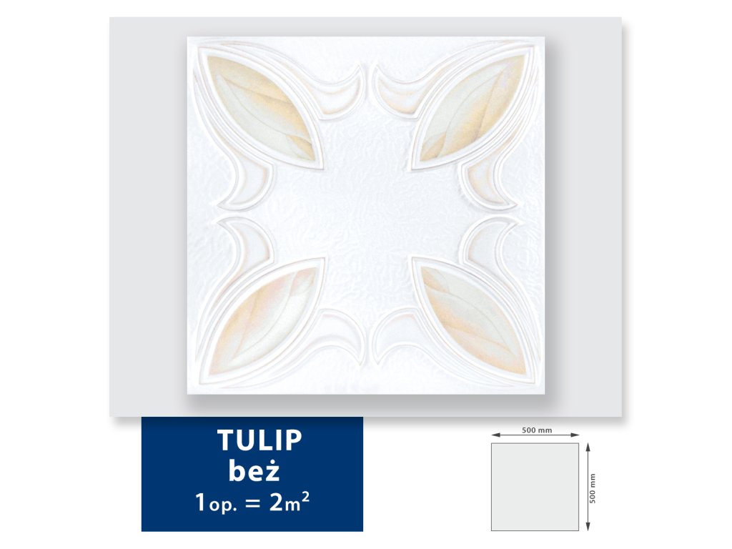 Produkt Stropná kazeta TULIP BÉŽOVÁ bal 2 m2 – Kvalitný dizajn a precízne spracovanie | Skrášlim Dom