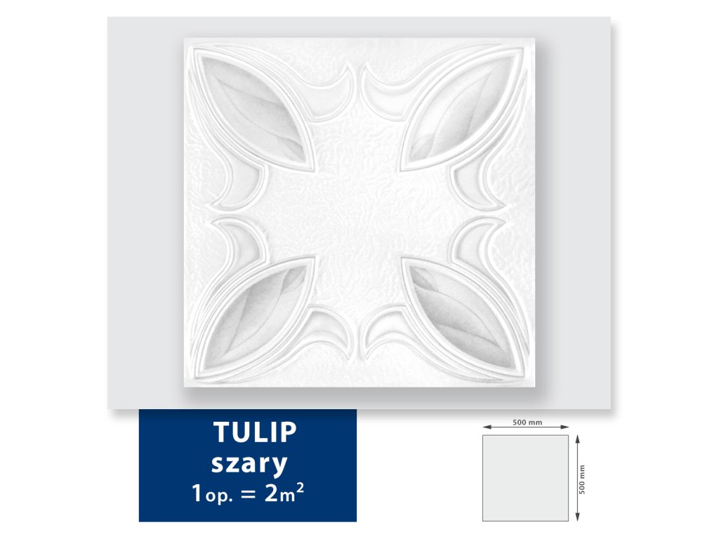 Produkt Stropná kazeta TULIP ŠEDÁ bal 2 m2 – Kvalitný dizajn a precízne spracovanie | Skrášlim Dom