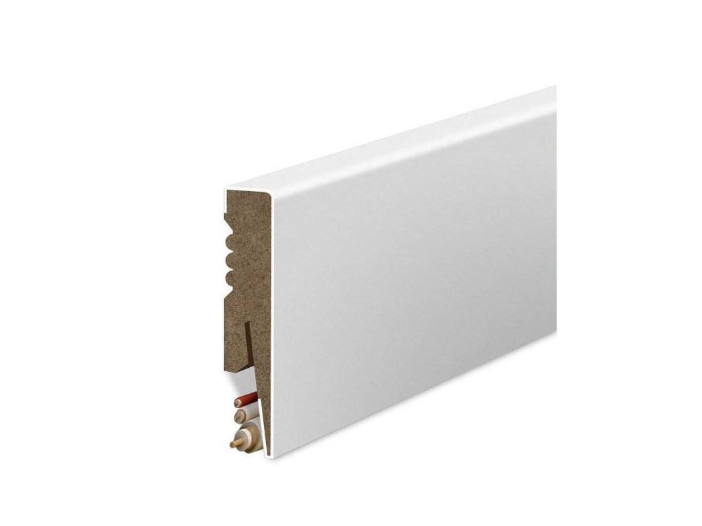Podlahová lišta MDF hladká biela 8 16 R2 B
