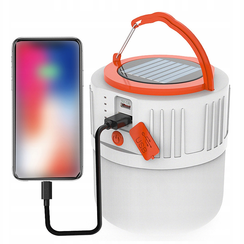 Solární lucerna s nabíječkou mobilu. Pohodlně z USB a nebo ze sluníčka pomocí solárního kolektoru!