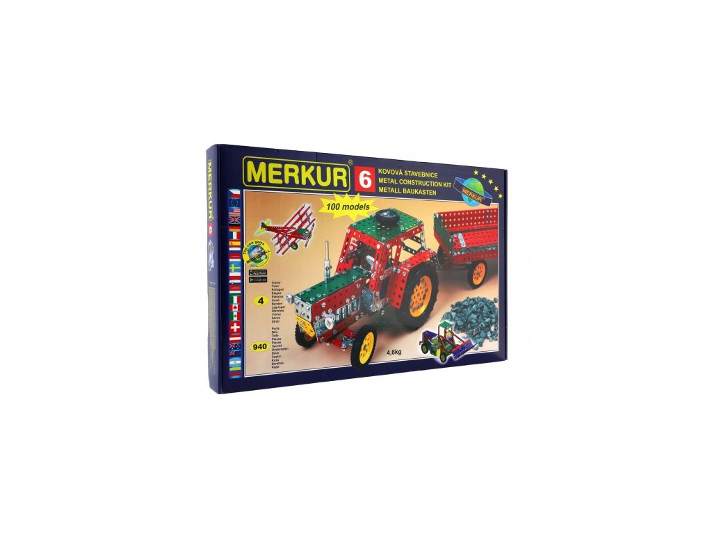 Stavebnice MERKUR 6 100 modelů 940ks 4 vrstvy v krabici 54x36x6cm