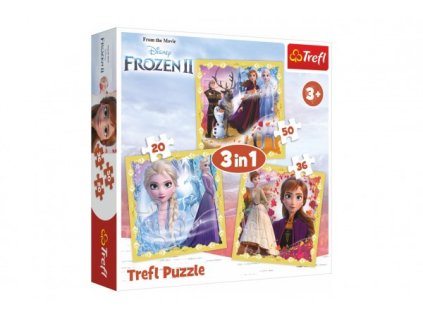 Puzzle 3v1 Ledové království II/Frozen II 20x19,5cm v krabici 28x28x6cm