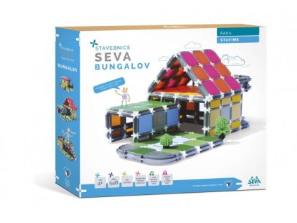 Stavebnice SEVA STAVÍME Bungalov plast 548 dílků v krabici 35x33x7cm